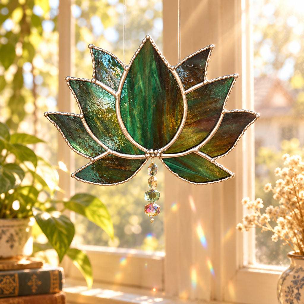 Stained Glass Lotus Suncatcher
