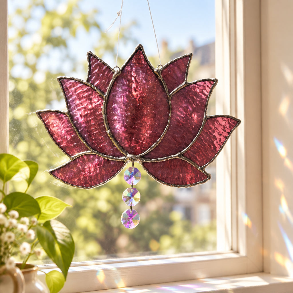 Stained Glass Lotus Suncatcher