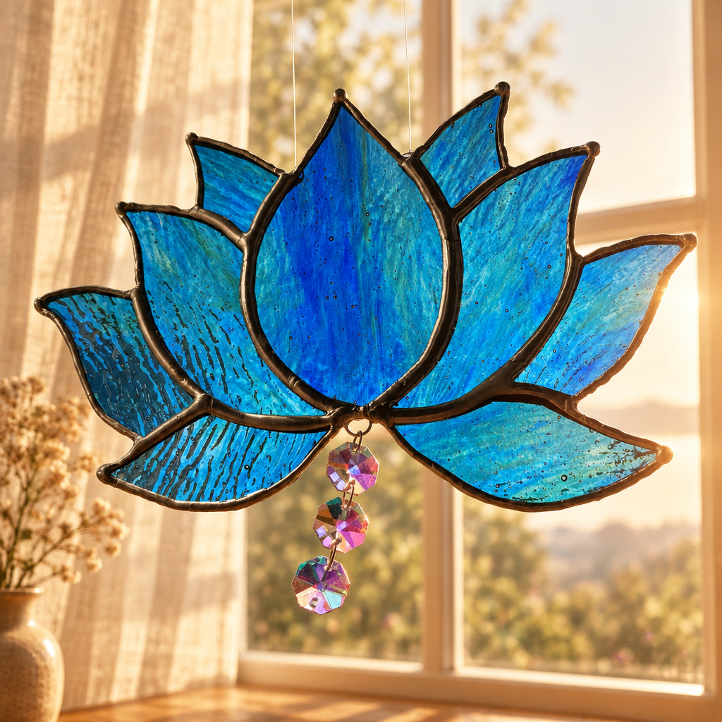 Stained Glass Lotus Suncatcher