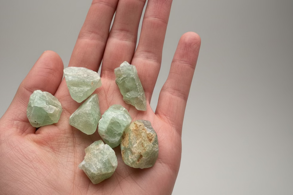 Raw Green Calcite, Dug by Hand