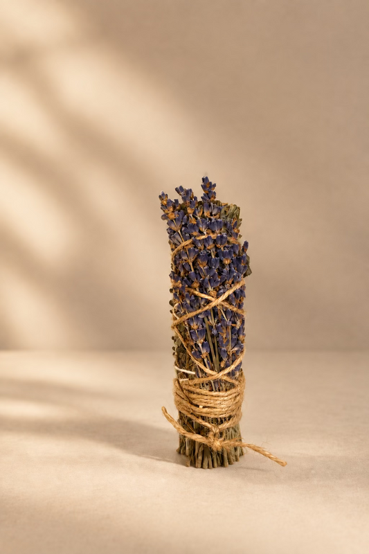 Mugwort Smudge Wand with Dried Lavender