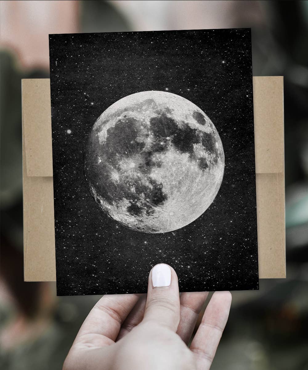 Vintage Collage Art Moon Greeting Card