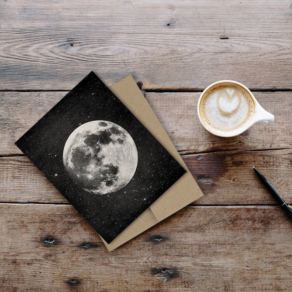 Vintage Collage Art Moon Greeting Card